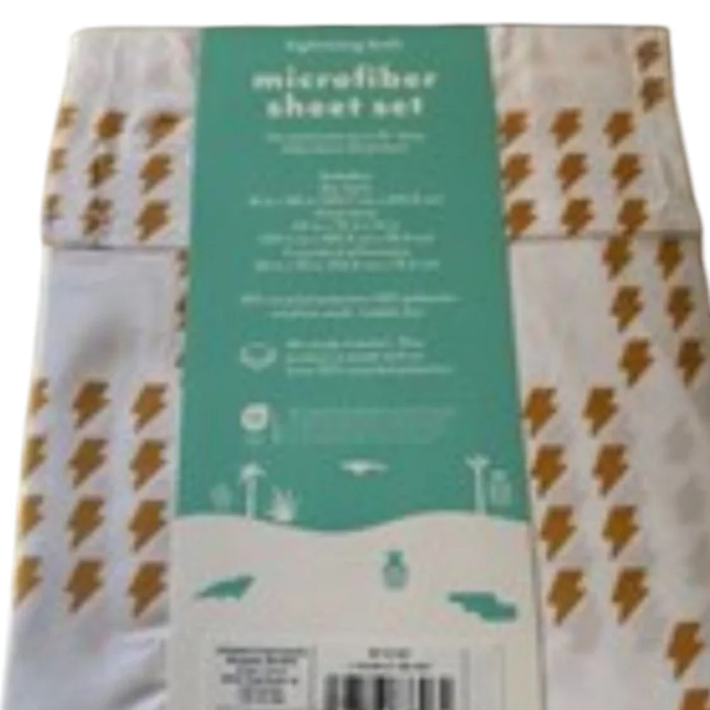 Pillowfort White and Gold Lightning Bolt Microfiber Sheet Set